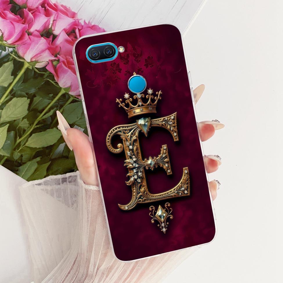 Transparent For Oppo A12 Case Cover Luxury Crown Aesthetic A-Z Letters 2D Flat Pattern Soft Casing For Oppo CPH2083 CPH2077