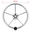 Stainless Steel Boat Steering Wheel with Black Polyurethane Foam 5-Spoke Non-Slip Anti-Sweat Marine Accessories