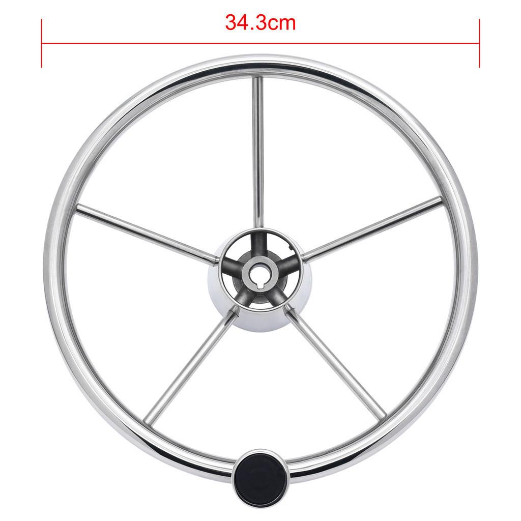 Stainless Steel Boat Steering Wheel with Black Polyurethane Foam 5-Spoke Non-Slip Anti-Sweat Marine Accessories