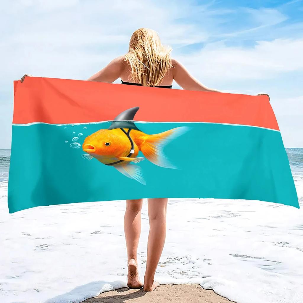 Vibrant Goldfish Bath Towel - Ocean Life Design, Soft Absorbent, Perfect for Summer Relaxation, Adds Color to Your Beach Days