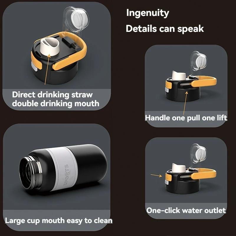 800ML/600ML Mode Isolierwasserbecher Thermobecher Vakuumflasche Tragbare Thermoskanne Kalt und Heiß halten Outdoor Doppelwandige Wasserbecher