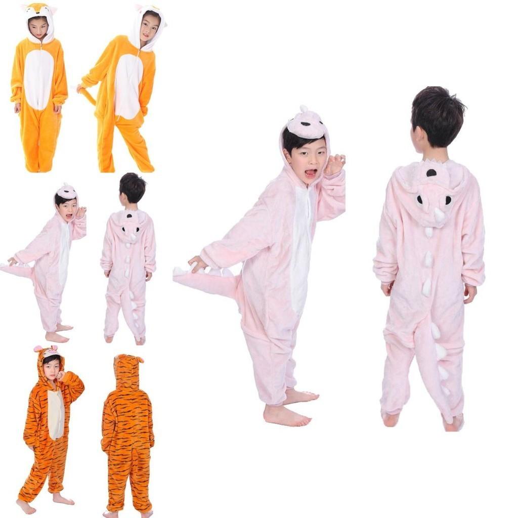 Entzückender Tier-Flanellpyjama für Kinder mit gemütlichem Onesie-Schlafanzug mit Taschen