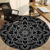 1pc Black Mandala Chair Carpet for Office, Round Non Slip Durable Large Size Office Carpet, Suitable for Office