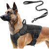 Taktisches Hundegeschirr und 1,2 m lange Bungee-Leine, Militär-Hundegeschirr-Set für große und mittelgroße Hunde, Jagd