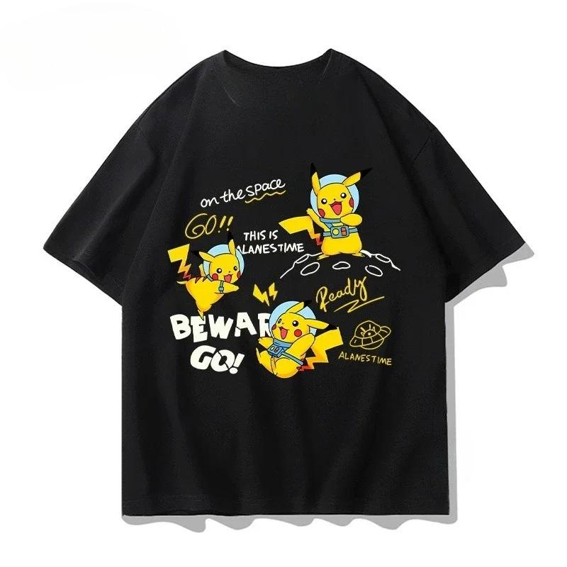 Unisex Cute Pikachu Pokémon T-Shirt Summer Y2K Harajuku Style Loose Casual Short Sleeve Street Wear Top for All Ages