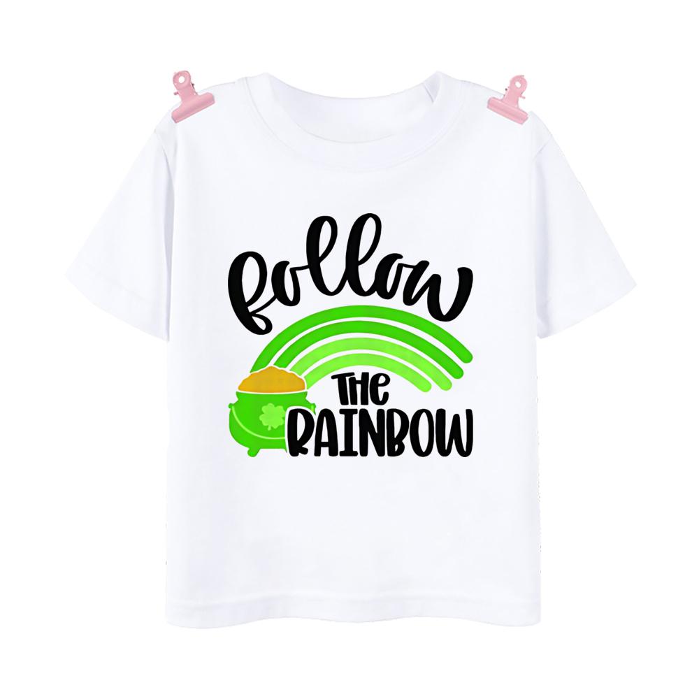 Rainbow Lucky Print Kids Shirts St Patricks Day Party Boys Girls Outfit Tshirt Holidy Child Short Sleeve Tops Toddler T Shirt