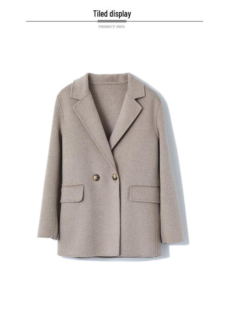 Damen Slim Woll-Melton Übermantel - Mittellang, Doppelseitig mit Reverskragen für Herbst und Winter