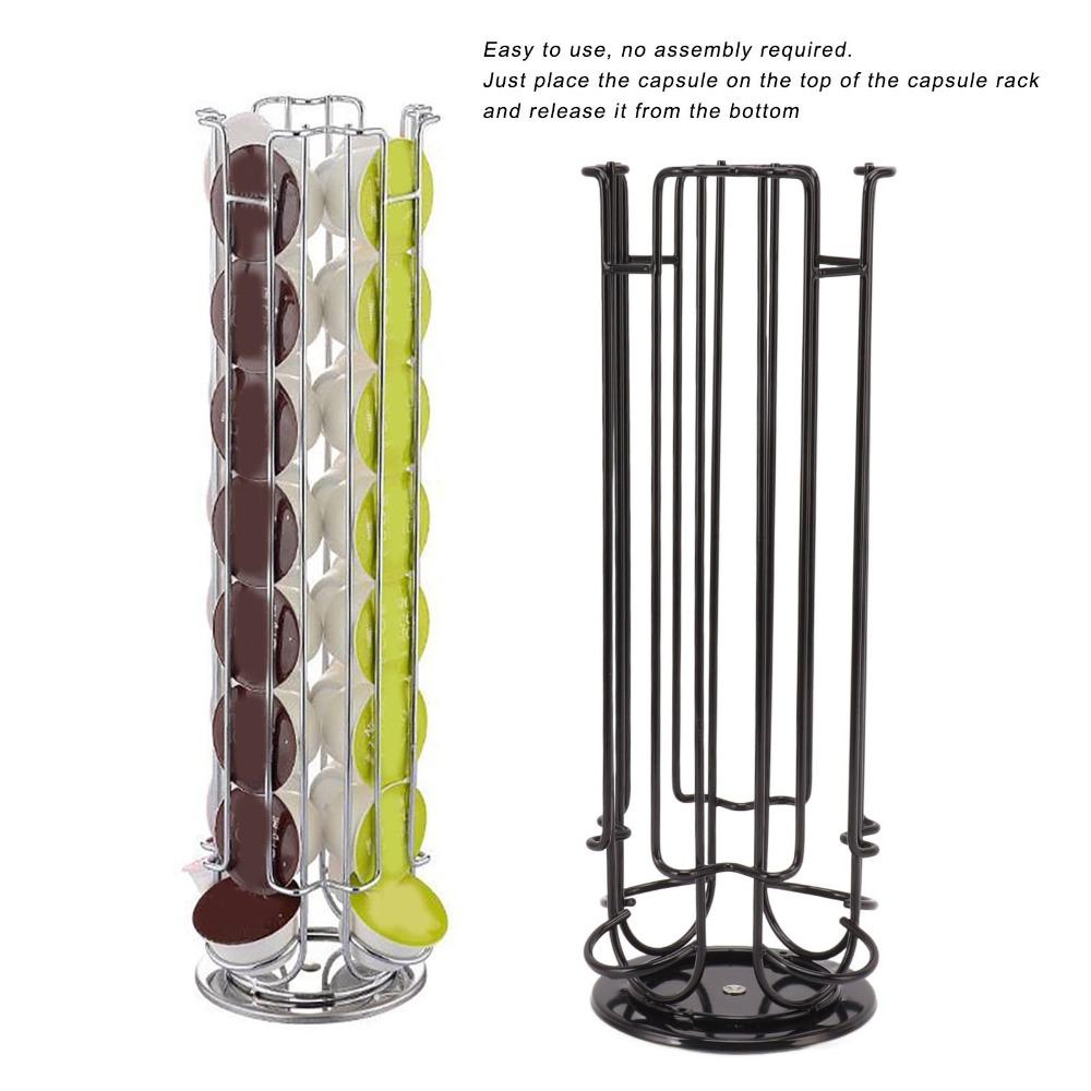 Black Color Coffee Pod Storage Rack 360 Degree Rotating Coffee Pod Display Rack Stand  For Office
