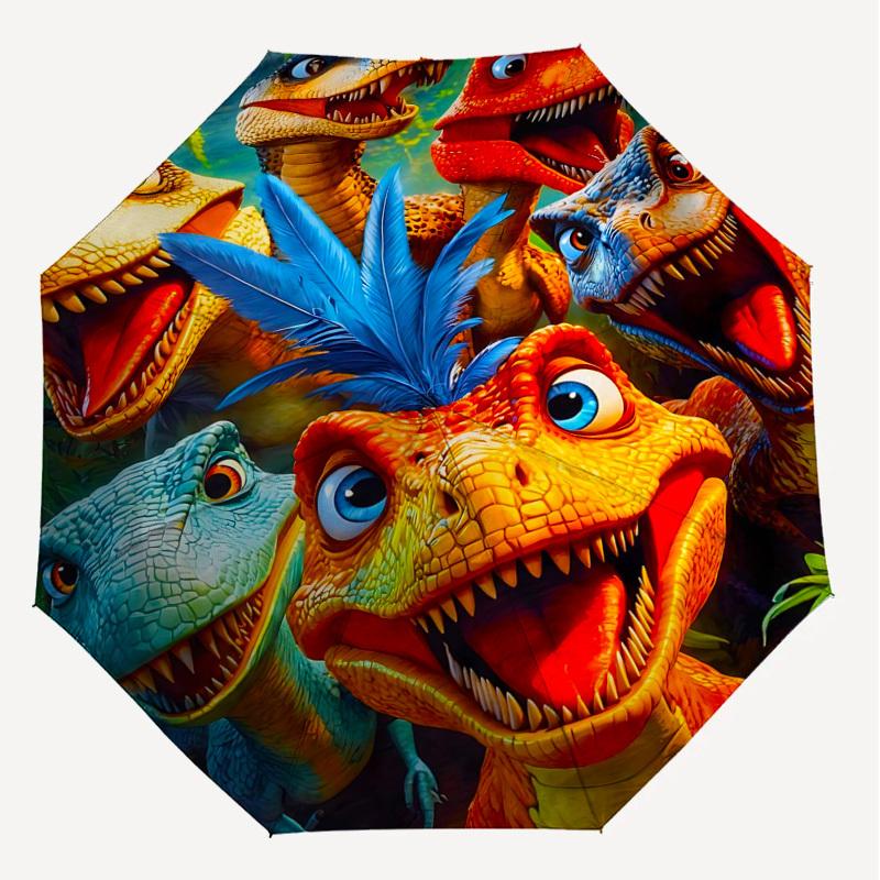 1PC Dinosaur Umbrella-8-Rib Reinforced, Automatic Open, Lightweight & Durable, Fashion Accessory for Outdoor, H0393