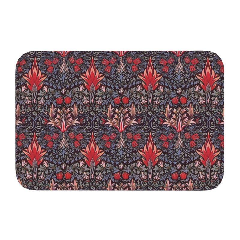 Custom William Morris Compton Floral Art Nouveau Pattern Doormat Bath Door Floor Mat Textile Pattern Toilet Rug Carpet Footpad