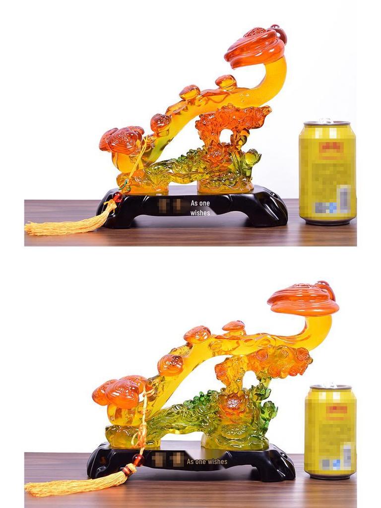 Yellow Jade Ruyi Ornament for Living Room or Wine Cabinet - Housewarming or Company Opening Gift