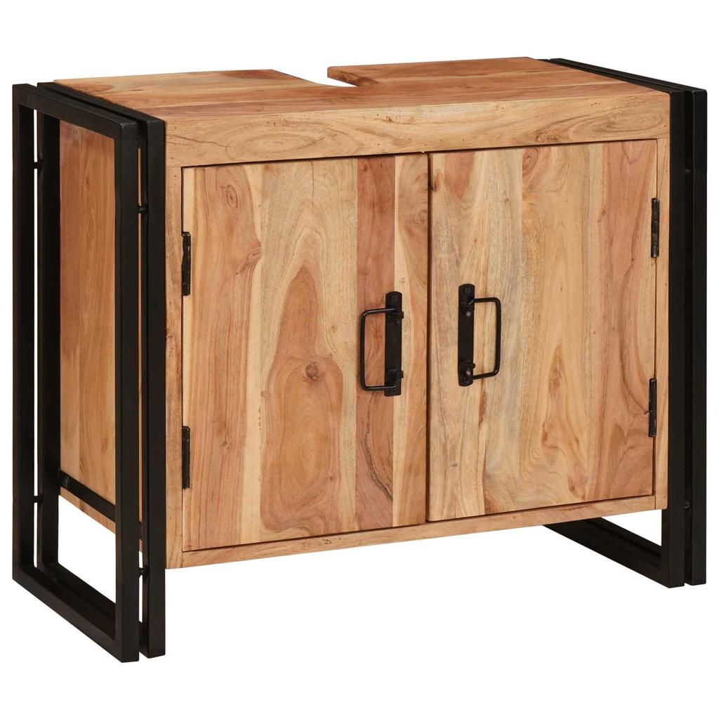 Bathroom Vanity Cabinet Brown 71 X 33 X 58 Cm Solid Acacia Wood