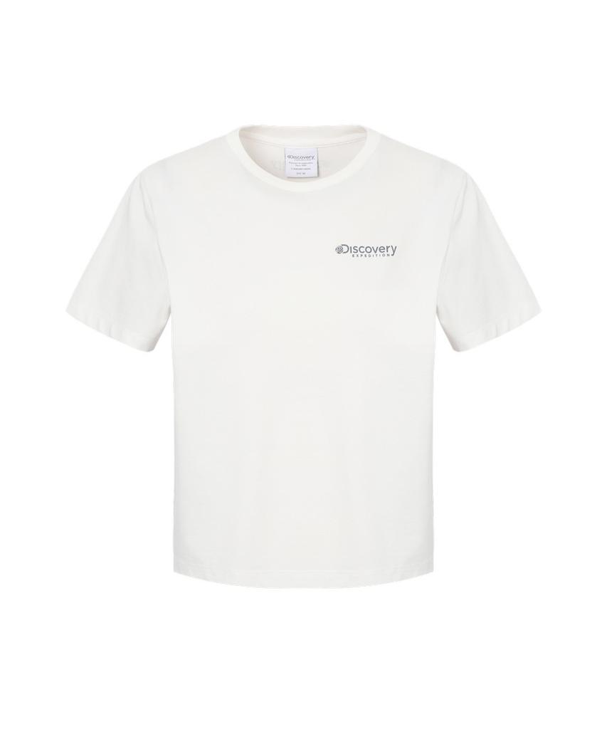DISCOVERY EXPEDITION Freshvent Women'S Washed Crop Outdoor Frame Graphic Short Sleeve T-Shirt (White)