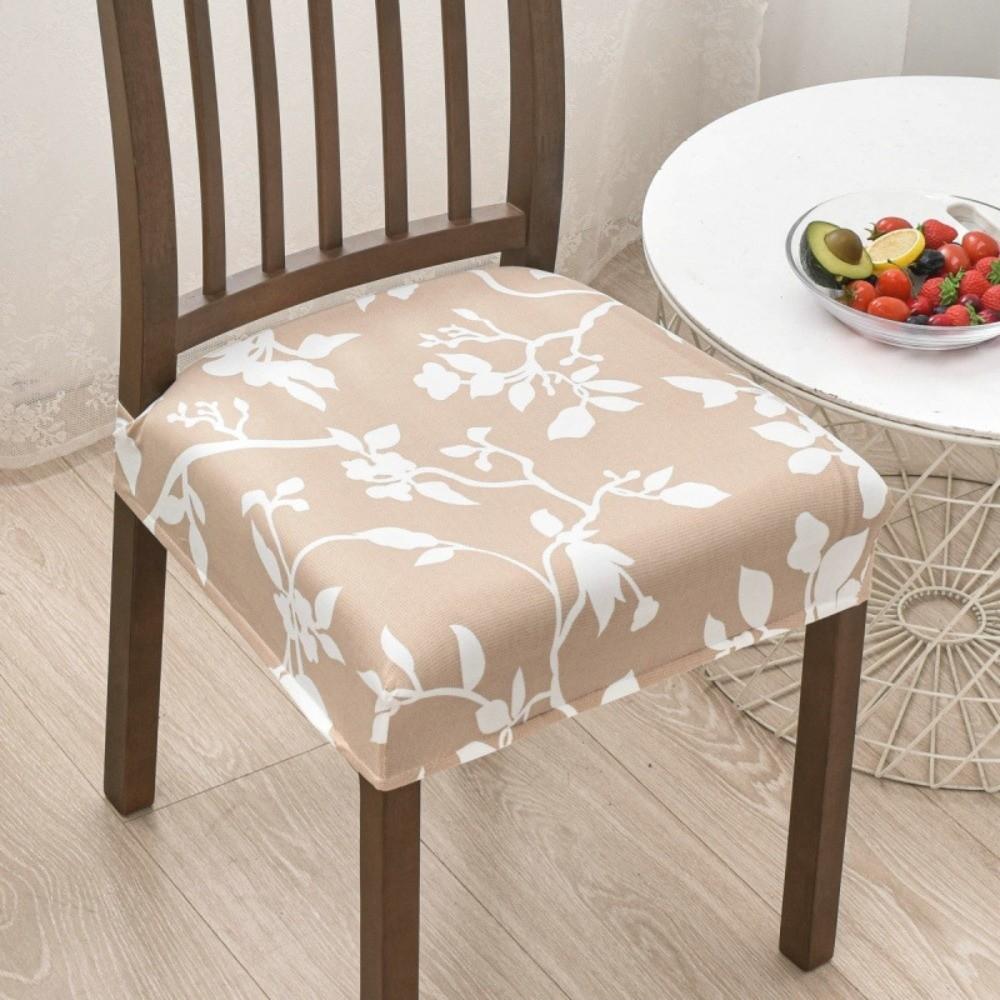 Soft Printed Design Stretch Chair Cover Square Removable Chair Seat Cover Elastic Bottom Chair Cushion Cover Home Decor