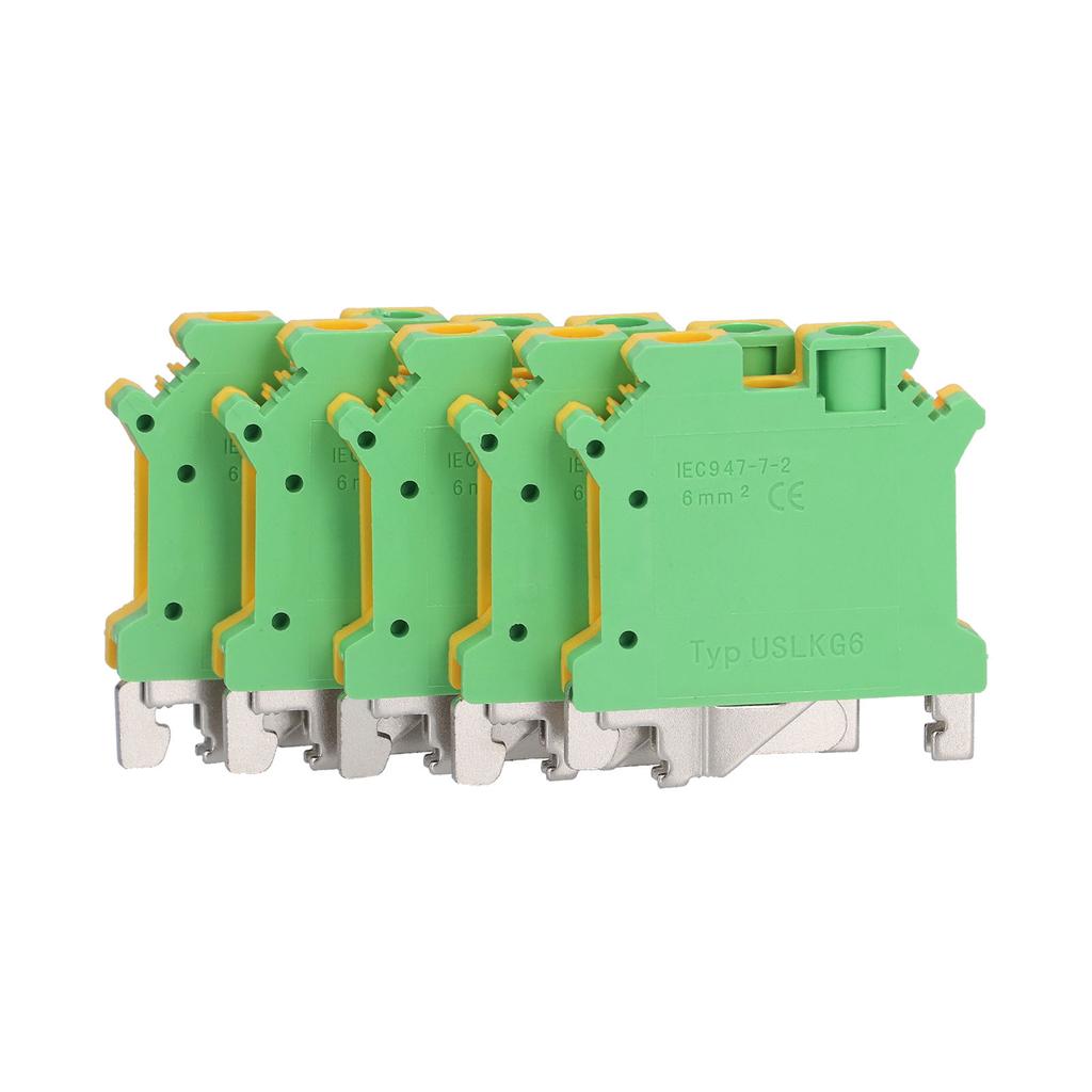 50Pcs DIN Rail Mount Terminal Grounding Terminals Block for Electrical Connections USLKG‑6