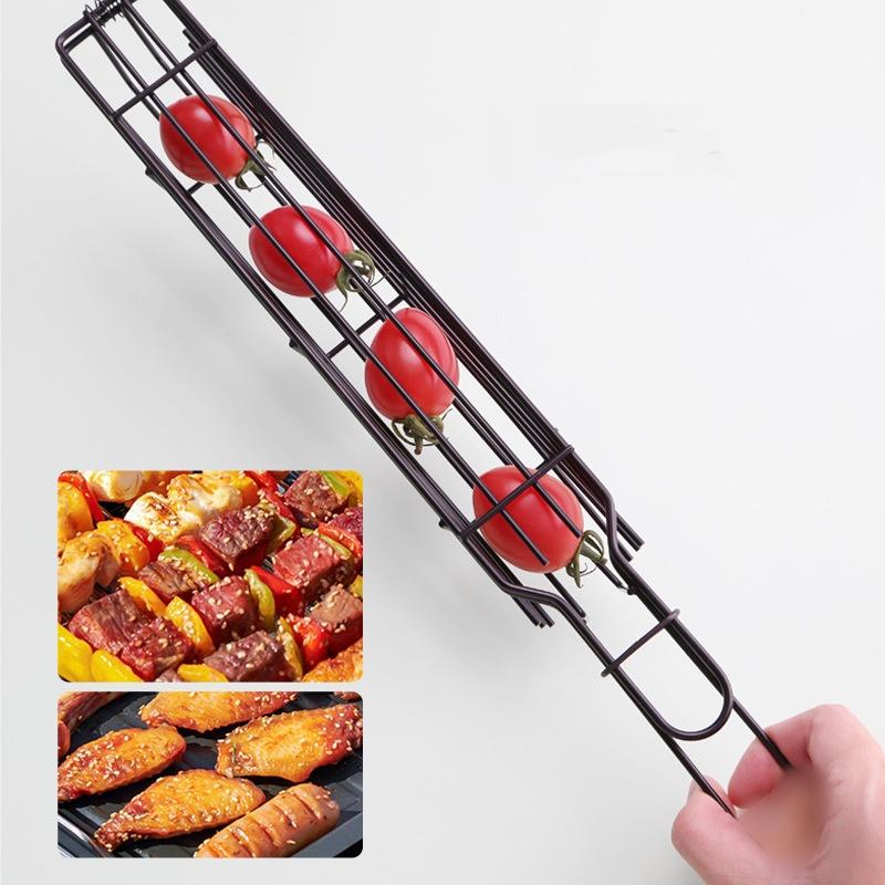 Barbecue Grilling Basket Stainless Steel Folding BBQ Rack Portable Grill Mesh with Handle Perfect for Outdoor Camping Picnic