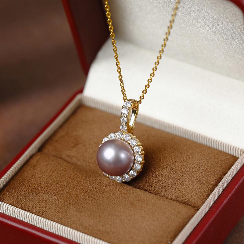 

Purple Pearl Clavicle Necklace with Versatile Buckle - Korean Style Choker