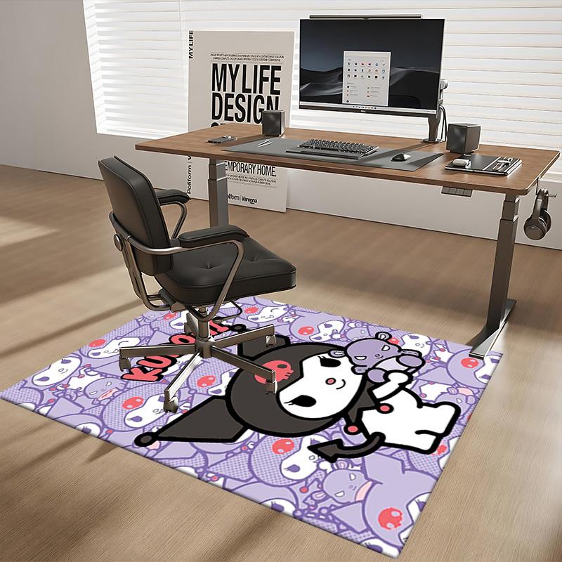 Kuromi Anime Cartoon Design Chair Mat Non-Slip Carpet for Office Home Decoration Living Room Bedroom Game Room Dormitory.E090