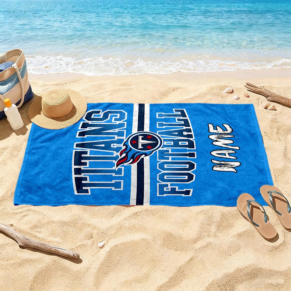 Titans Football Jersey Customizable Name Beach Towel Soft Durable Quick-Dry Suitable for Swimming Gym Camping Yoga Vacation