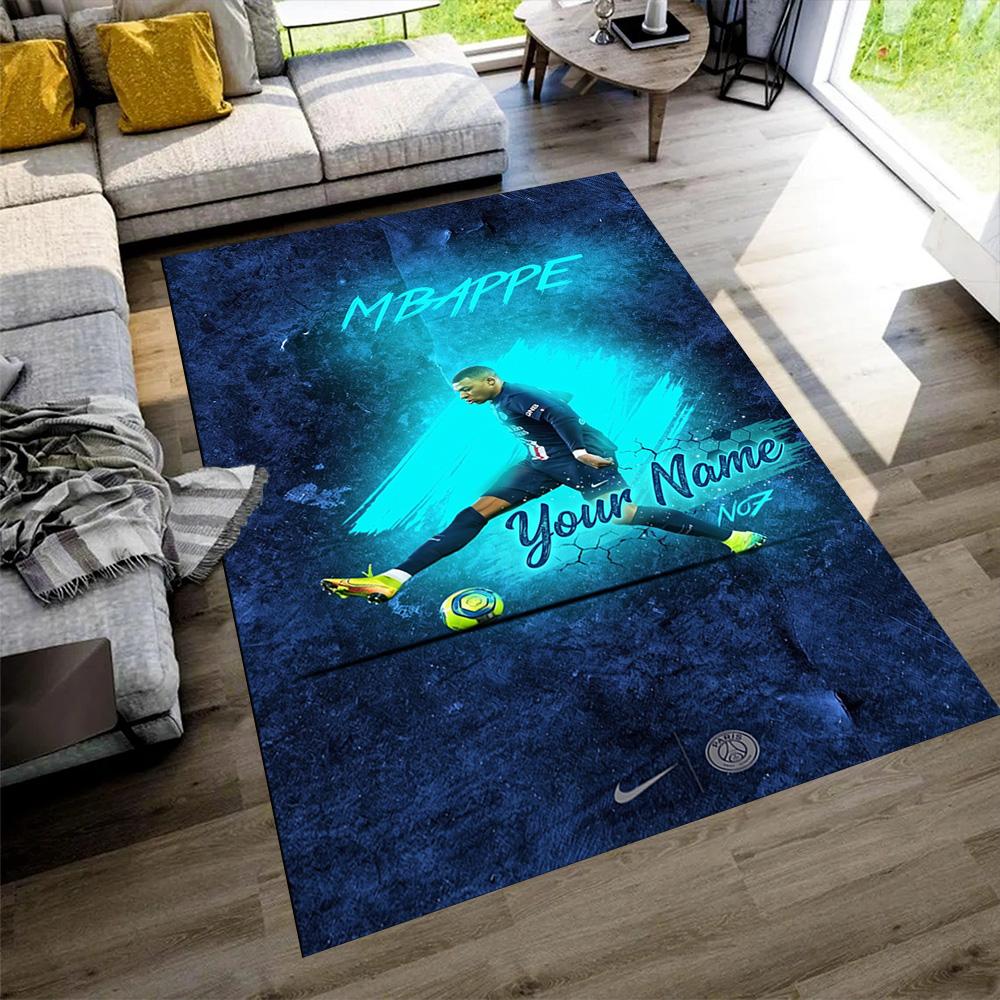 Mbappé Personalized Text Area Rug Perfect for Study Room Dormitory Hallway Balcony Antislip Carpet Decorate Offices Gift for Festivals