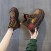 Winter New Fashion Color Matching Small Man Height Increase Retro Short Boots Trendy Women's Boots Huajiang Thick-soled Martin Boots