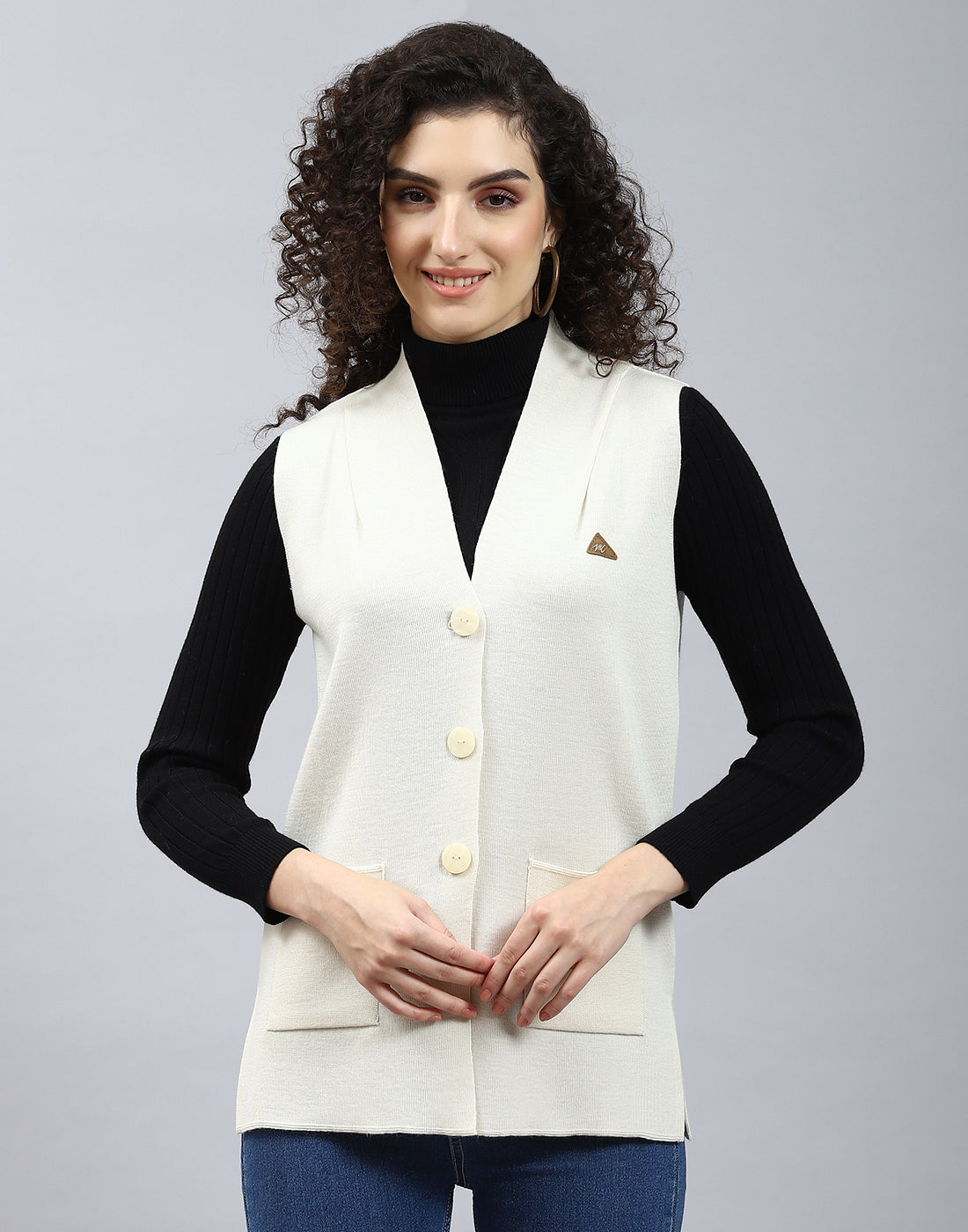 MONTE CARLO Dames Regular Fit Effen Vest S wit