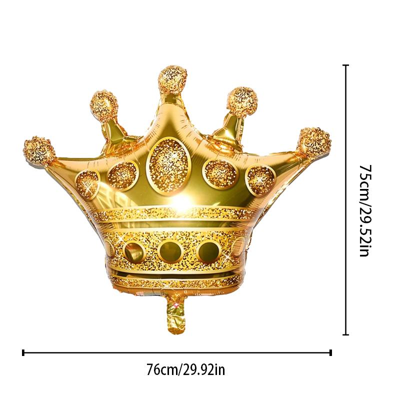 

1 золотой фольгированный шар в форме короны среднего размера, подходит для празднования дня рождения, юбилеев и украшения вечеринок