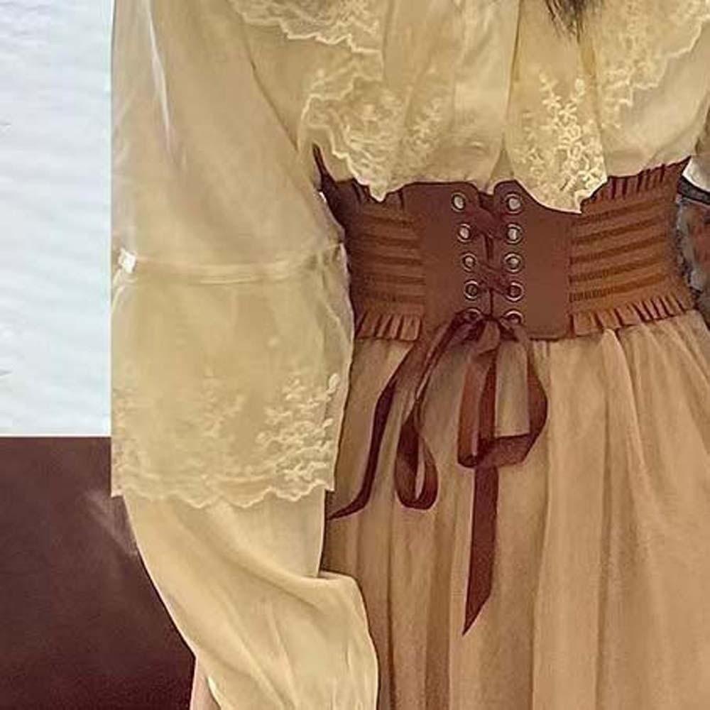 Polyester Elastic Pleated Cummerbunds Strap Rope Elastic High Wide Belt  Ornament