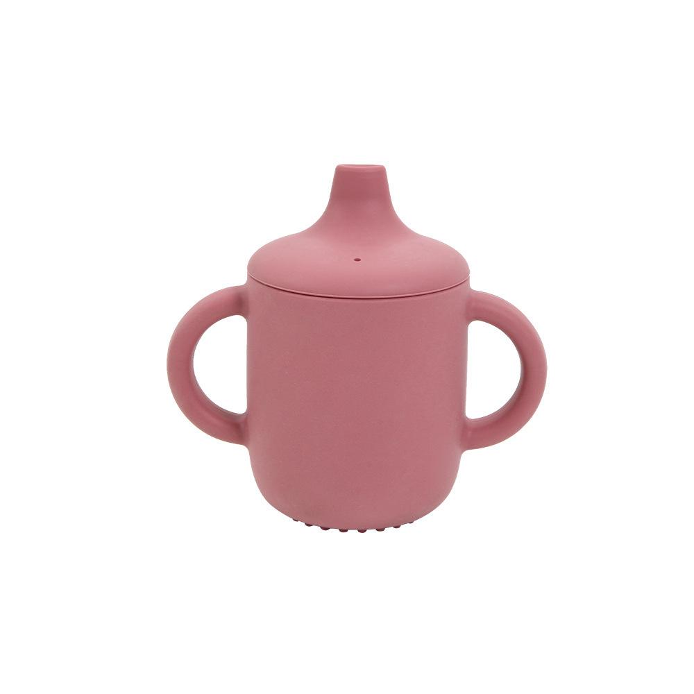 Food-Grade Silicone Straw Cup for Infants & Toddlers - Non-Slip, Leak-Proof, with Lid & Duckbill Spout, High-Temperature & Drop Resistant.