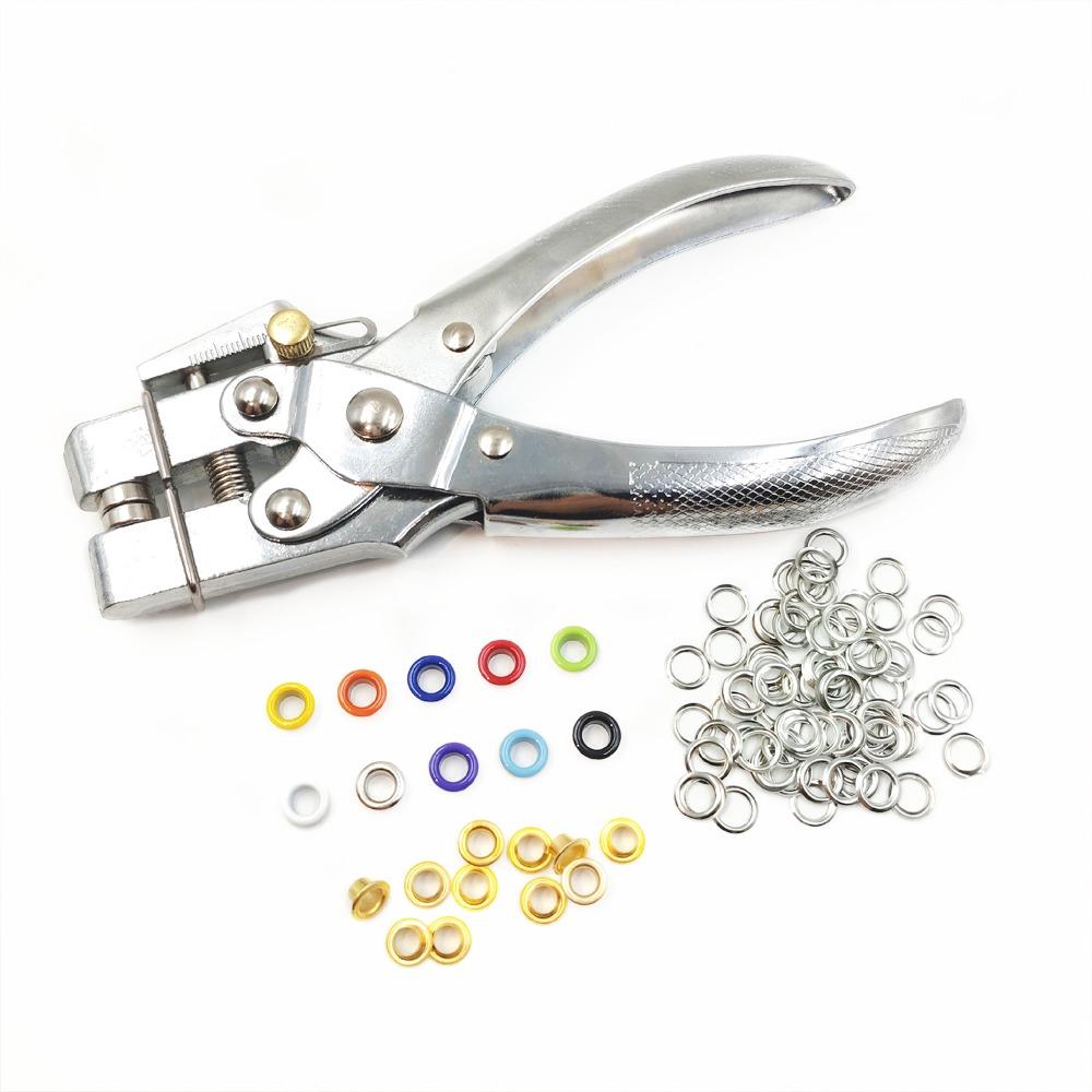 400 Sets 5mm + Eyelet Installation Punch Pliers Copper Color Air Eyelet Grommet Tool Set
