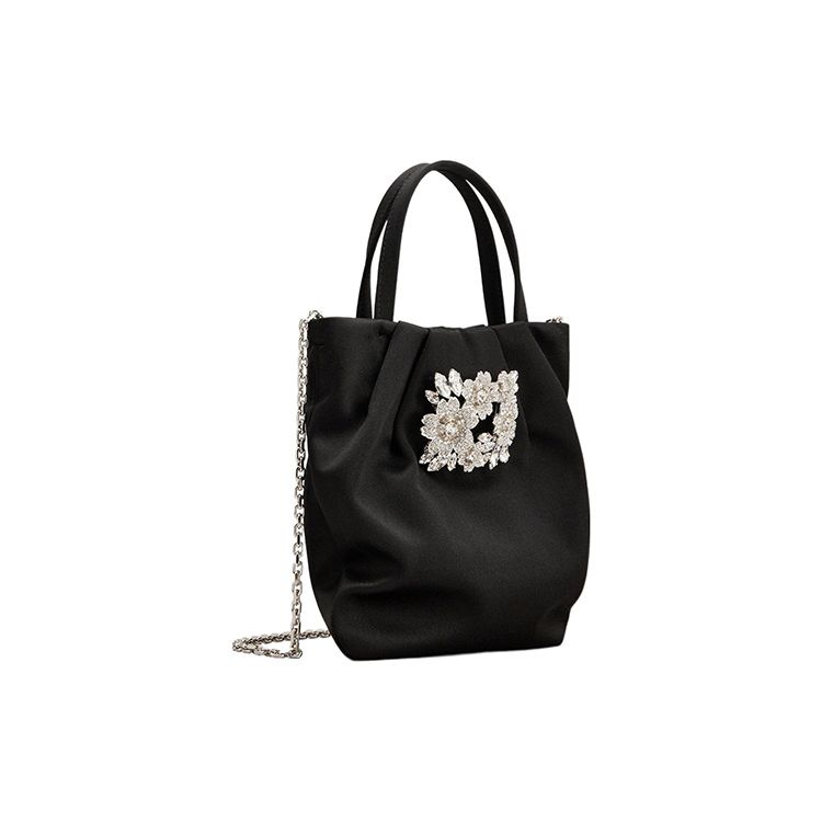 Roger Vivier Rogervivier RV Rhinestone Buckle Invisible Metal Chain Shoulder Strap Satin Mini Shoulder Crossbody Bag Women handbags RBWANVK0000RS0B999