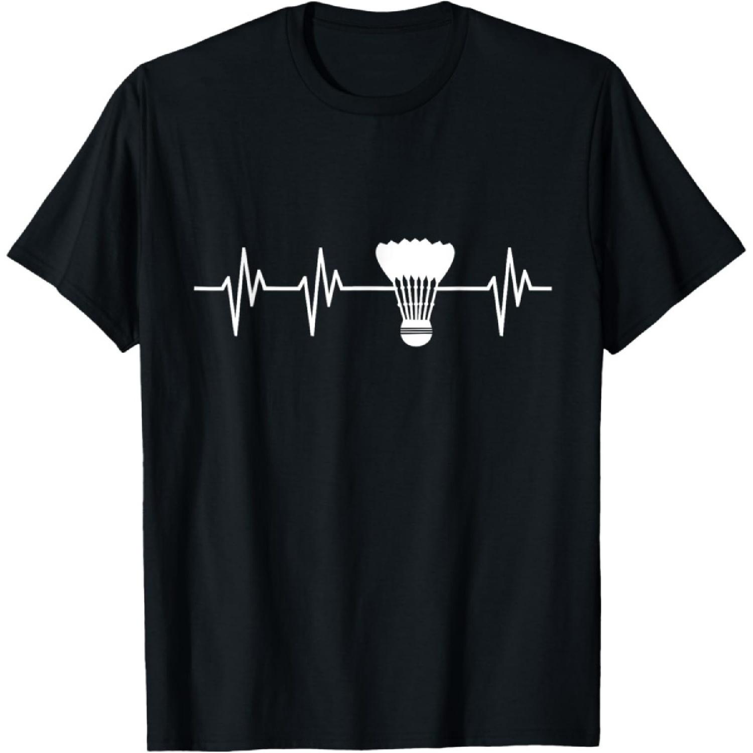 Shuttlecock Heartbeat Funny Badminton Player T Shirt Gift T-Shirt(1) S