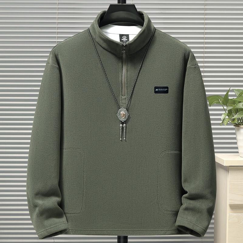 XueZhongFei Men's Stand-Collar Fleece Sweatshirt
