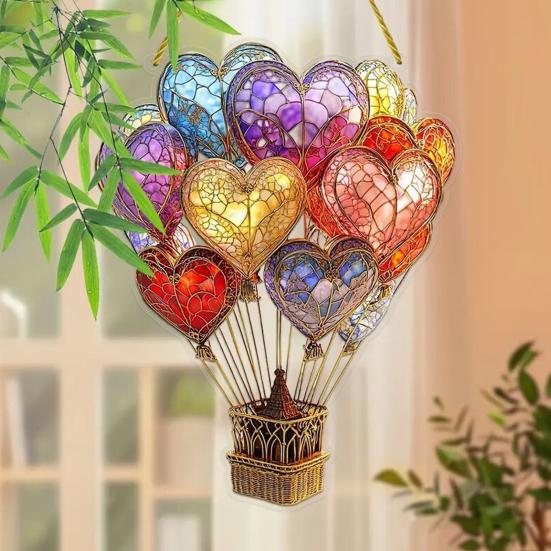 Hot Air Balloon Decoration 2D Flat Acrylic Pendant Colorful Hot Air