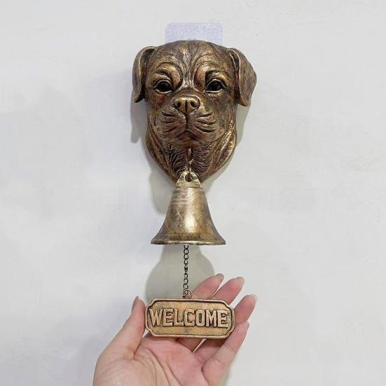 Dog Welcome Bell Vintage Shopkeepers Bell Wall Mounted Dog Door Bell with Welcome Sign for Farmhouse Home Front Door Entrance