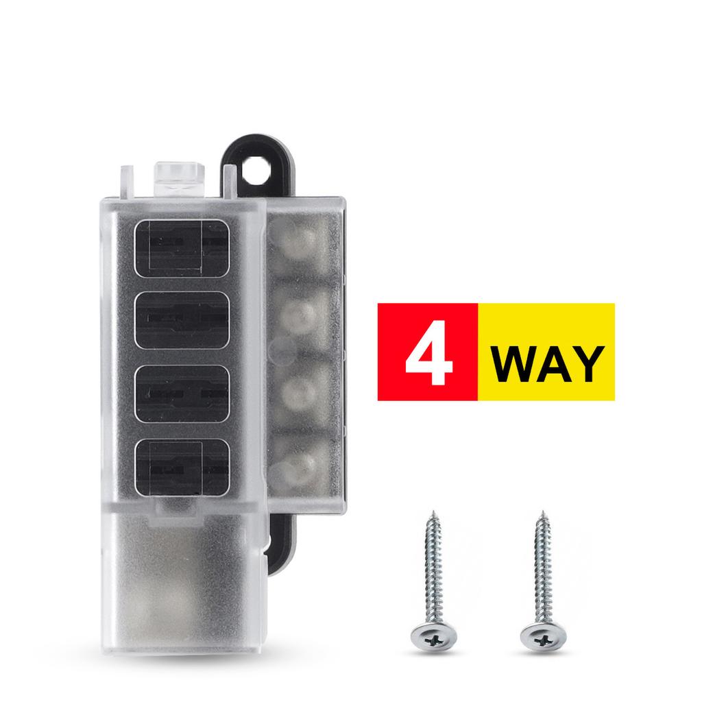 4/8 Way Circuit Fuse Box for Car & Truck - 12V/24V with ATO Blade Fuses and Circuit Breaker - Car Fuse Accessory wholesale New