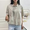 New Arrivals Open Run Women Loose Fit Cotton Stitch Design Short Sleeve Shirt