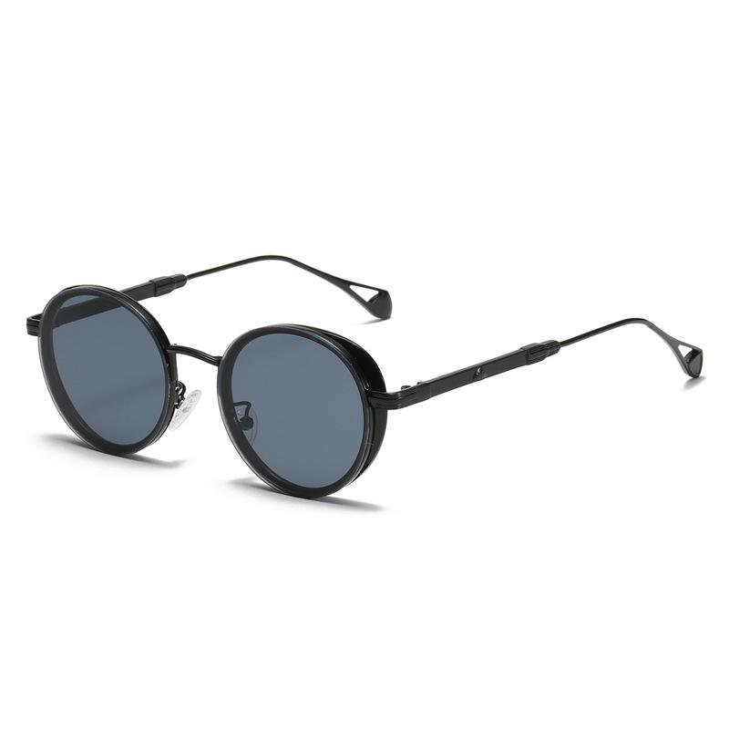 Vintage Oval Frame Men'S Sunglasses Premium Side Bag Small Frame Sunglasses Fashion Trendy Metal Full Frame Glasses