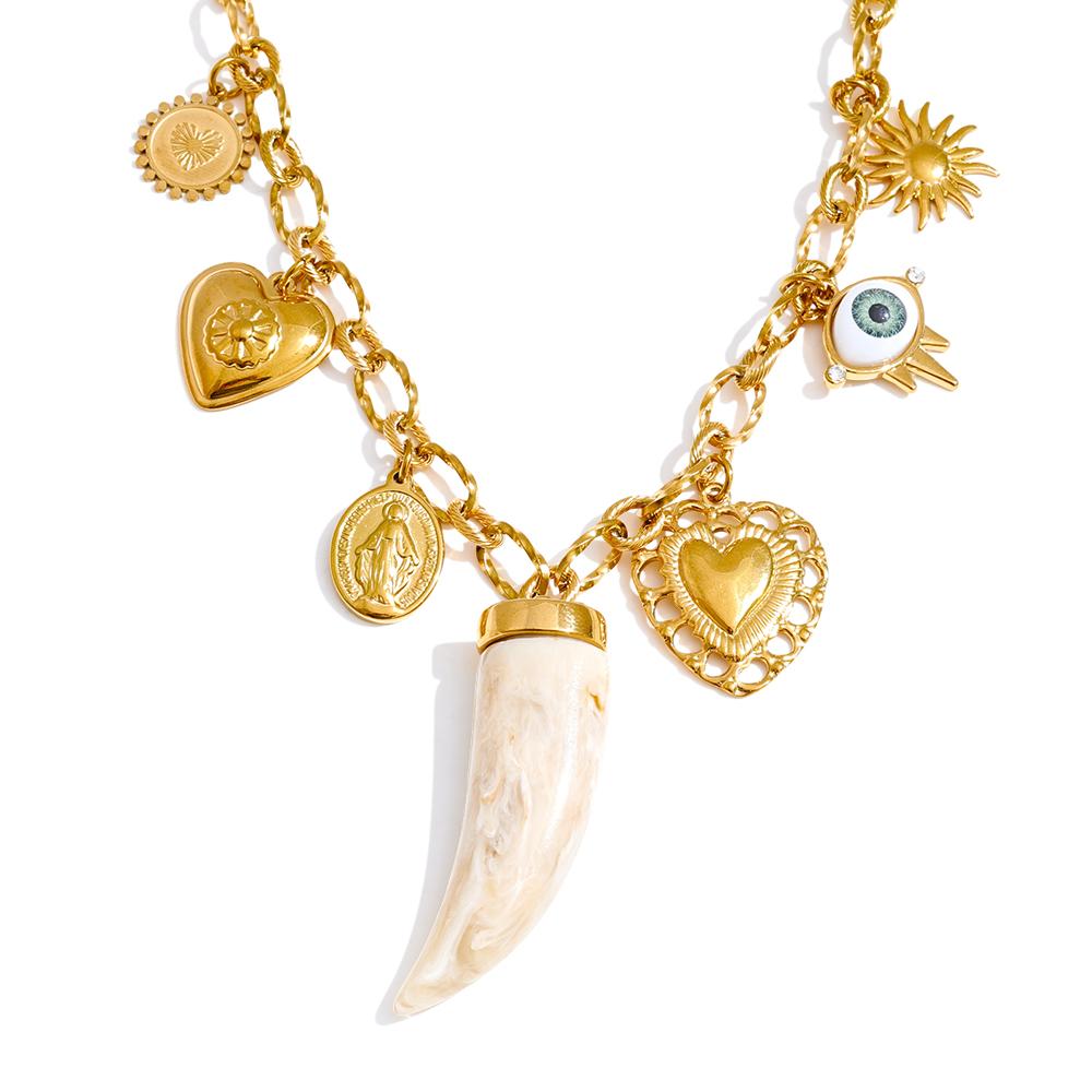 

Eetit High Quality Stainless Steel Sun Heart Resin Pendant Necklace 18K Golden Plated 2025 Personalized Charm Statement Jewelry золотой