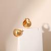 Gold Plated Textured Hollow Half Ball Hoop Earrings