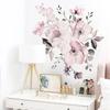 Watercolor Pink Flower and Leaf Combination Wall Stickers Home Background Decoration Stickers Removable Self-adhesive Mural