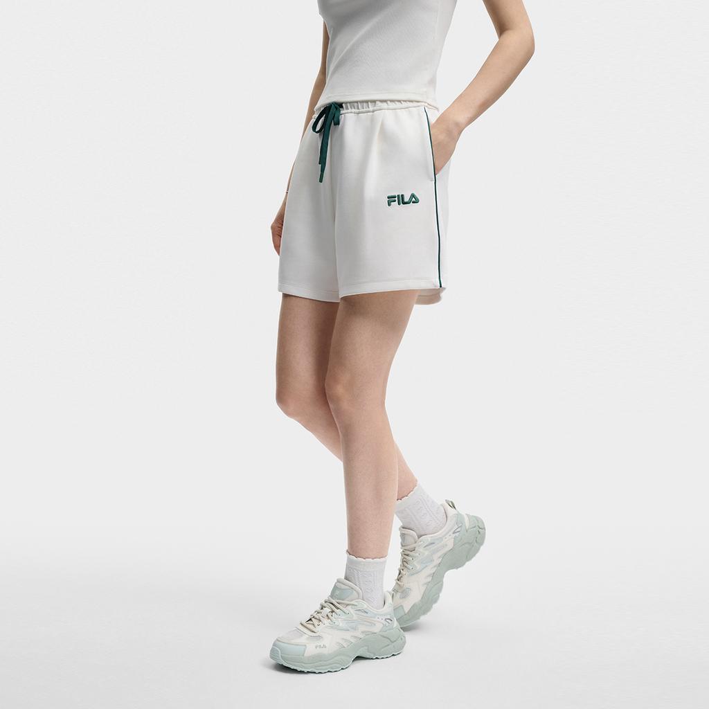 FILA Original Fashion Classic Simple Retro Sports Versatile Comfortable Loose Casual Shorts Women shorts Cloud-Mushroom-White F51W629601FWT