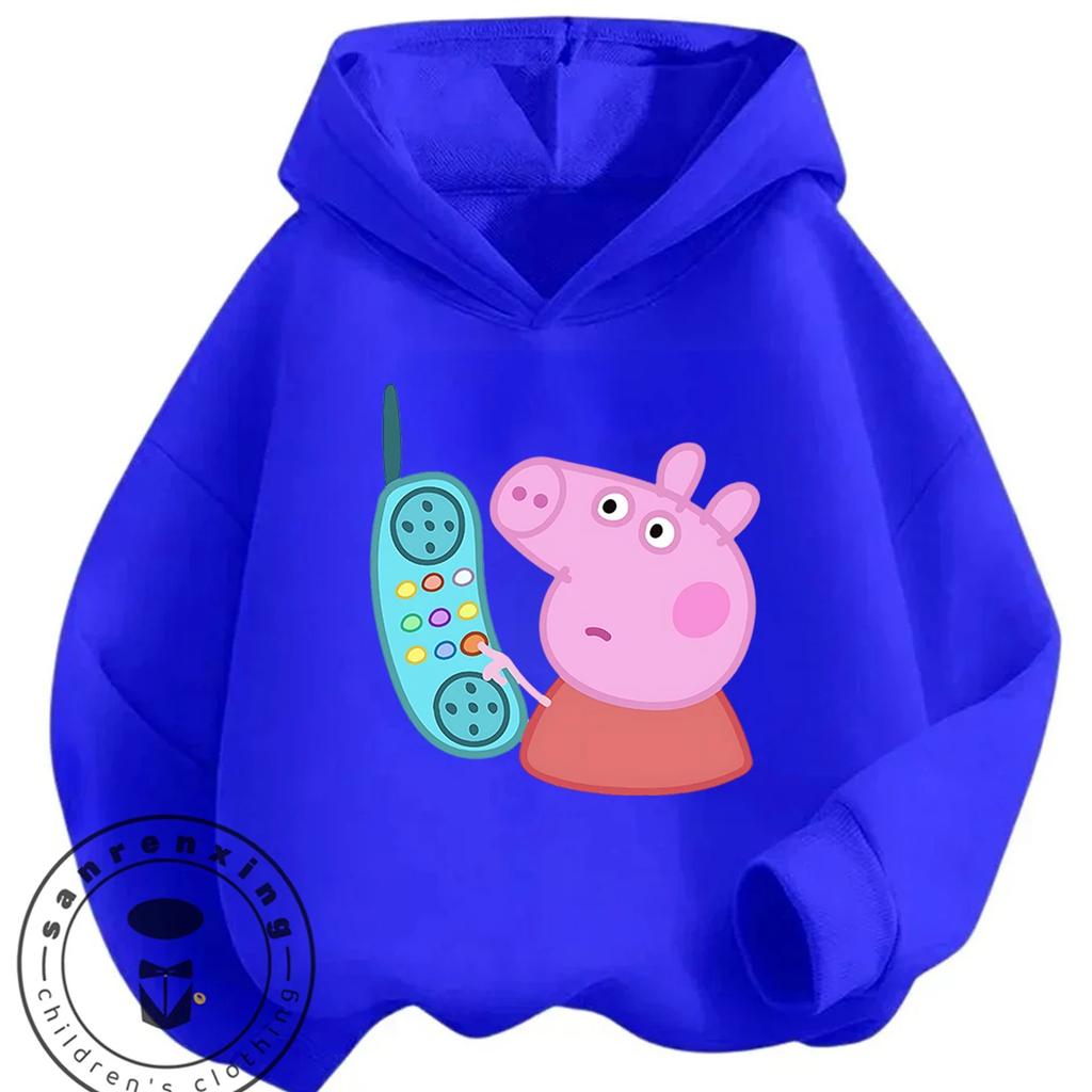 Autumn Winter Casual Youth Hoodie Cute Kawaii Cartoon Graphic Hooded Kids Tops Peppa Pig Boys Girls 3 14