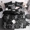 Couple Black Duvet Cover with Pillow Case Luxury Modern Comforter Bedding Set Quilt Cover Queen/King Double Single Bed