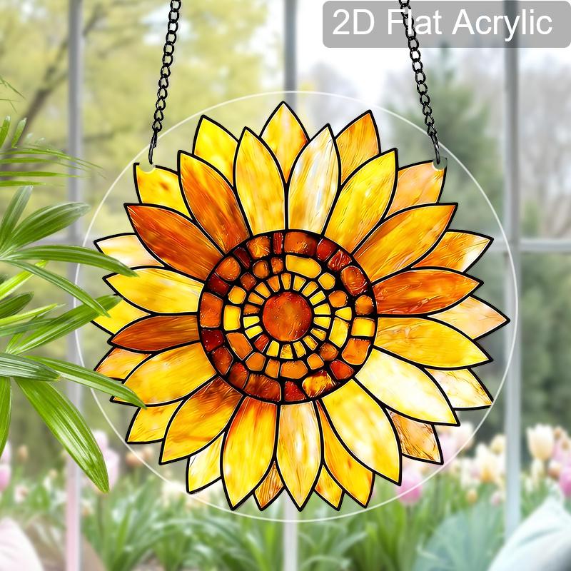 

Acrylic Sunflower Suncatcher Stained Glass Effect Window Hanging Ornament Floral Gift for Home 20cm/7.87Inches