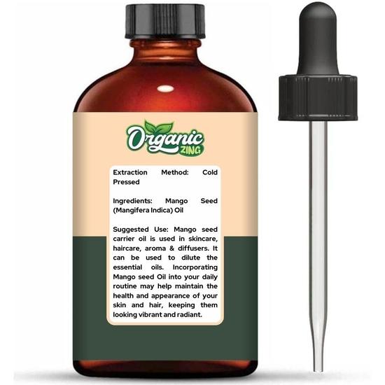 Organic Zing Mango Seed (Mangifera Indica) Oil | Pure & Natural Carrier Oil for Skincare, Hair Care & Massage - 118ml