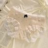 Female Spring and Summer Retro Pure Color Polka Dot Bow Lace Lace Cotton Crotch Triangle Briefs