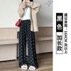 Grey Bow Glutinous Rice Yamamoto Pants Women's Spring and Autumn Vertical Straight Tube Small Lazy Casual Wide-leg Pants