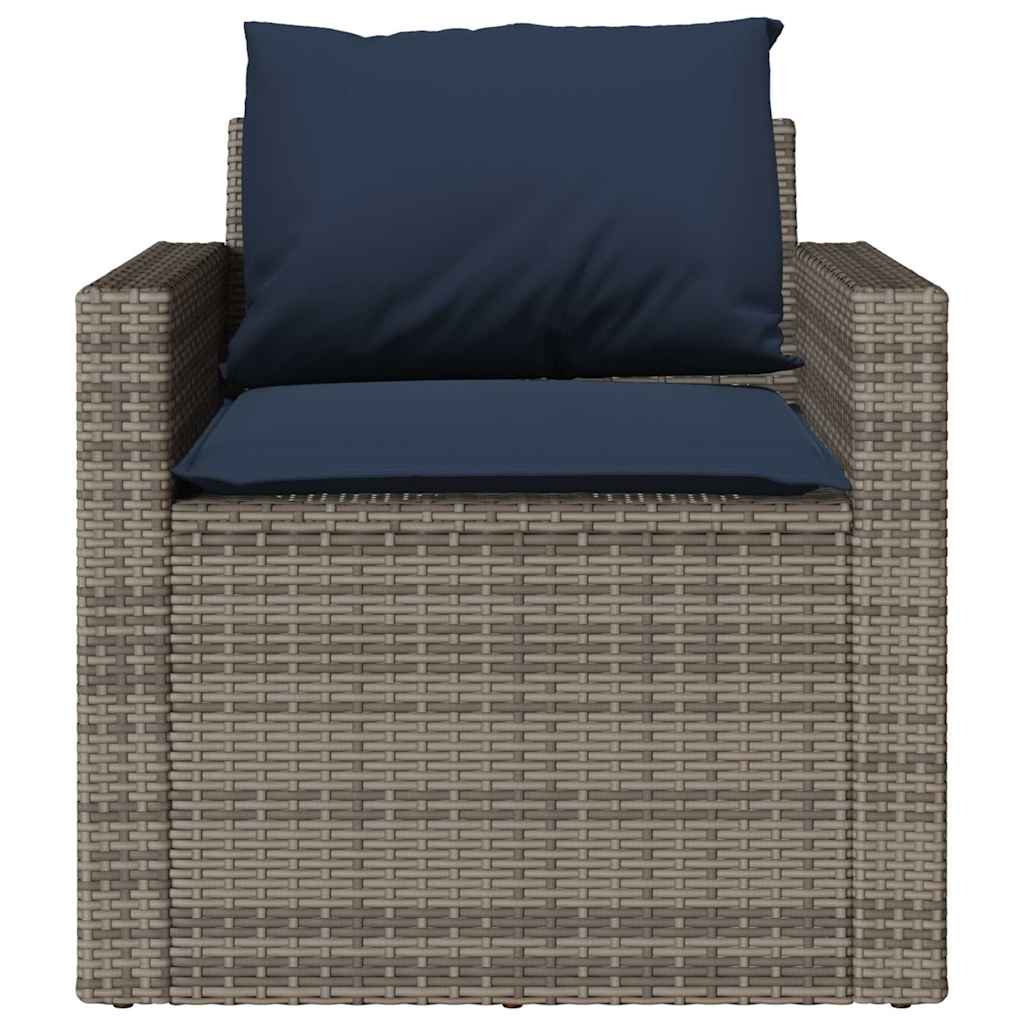4 Piece Garden Sofa Set with Cushions Gray Poly Rattan