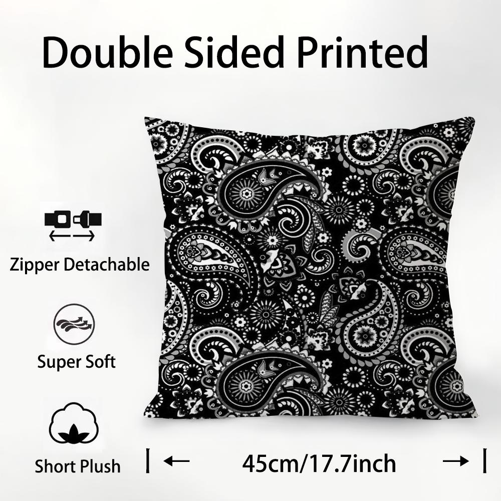 Painted Design P-PaisleyS Pillow Case Plush Fabric Soft Double Sided Print Sofa Cushion Cover Throw Pillow Covers